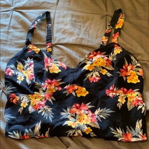 Navy blue crop top with flowers